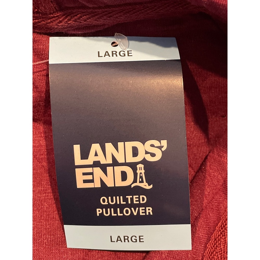 Lands' End Quilted Pullover Hoodie Women's Large Burgundy Snap Neck Top New - Picture 12 of 13